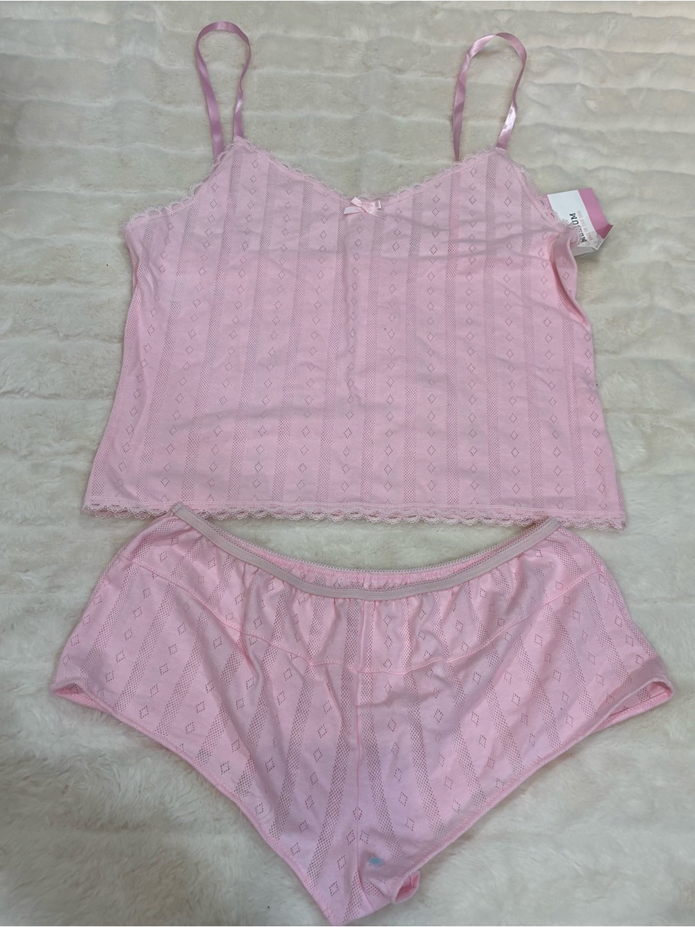 Pink Lace-Trim Cami & Briefs Sleep Set handmade